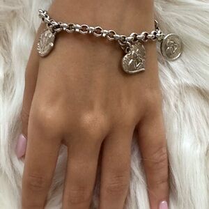 925 sterling Silver Coin Charm Bracelet